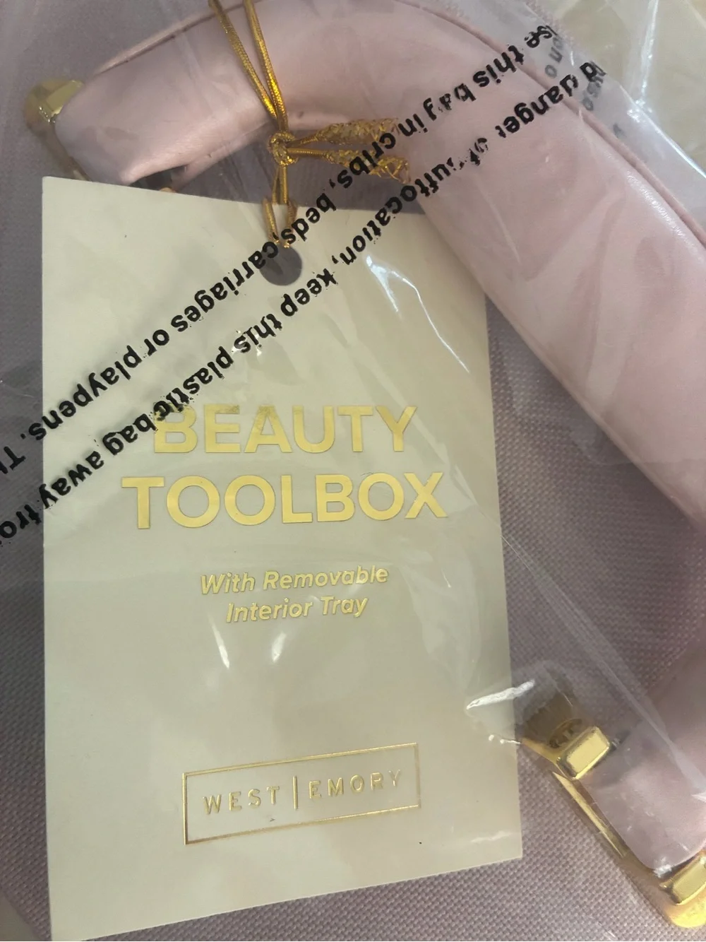 West Emory Nylon Beauty Toolbox with Removable Tray and Gold Metal Corners